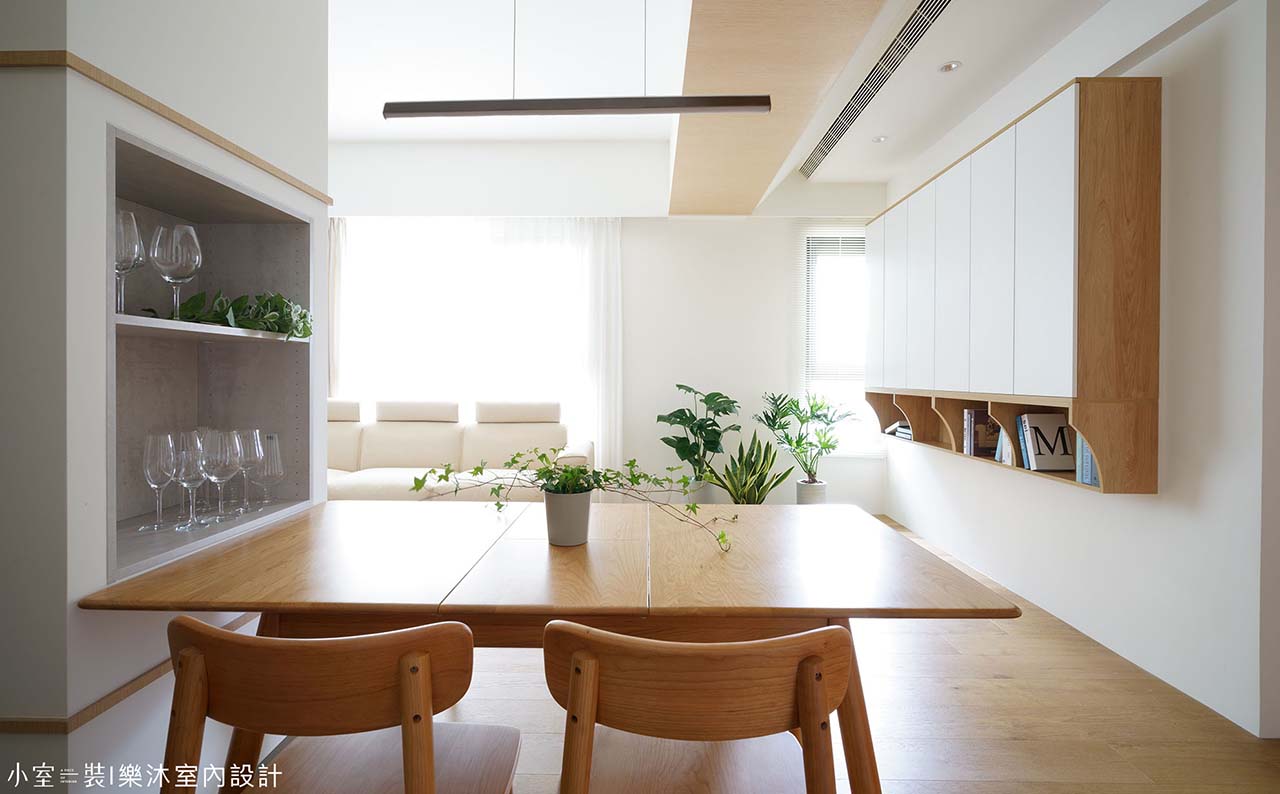 日式北歐風客餐廳整合設計：開放式空間與多功能餐邊櫃配置